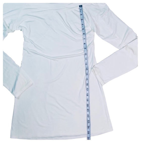 Julian Chang - Off-The-Shoulder Long Sleeve Tunic Top Size L in Winter White - Picture 9 of 15
